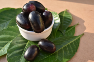 Jamun In Bowl with Leaf