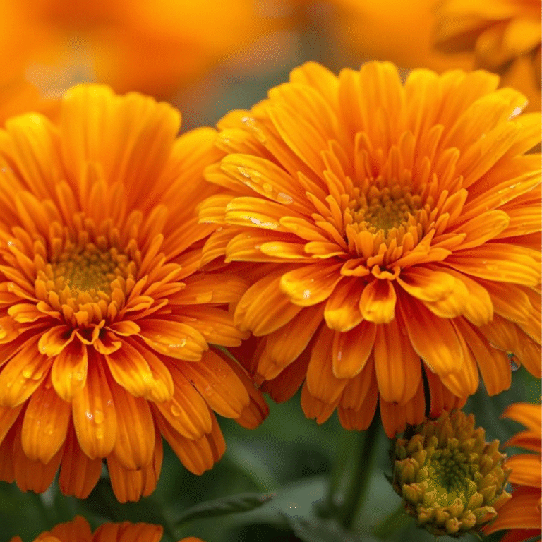 Vibrant orange flowers in bloom